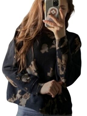 Custom Hand Bleach Dyed Thick Black Sweatshirt Tie Dye Soft Sweats Ecosmart L